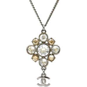 シャネル CHANEL ネックレス ひし形 ラインストーン ペンダント メタル ラインストーン シルバー A37251 C13V 【中古】