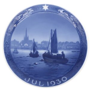 ロイヤルコペンハーゲン ROYAL COPENHAGEN 食器 イヤープレート 1930年代 陶磁器 ブルー×ホワイト ヴィンテージ 北欧 飾り皿 絵皿 1930年 【中古】