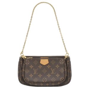 【★3％OFFクーポン】ルイヴィトン LOUIS VUITTON ショルダーバッグ ミュルティ ポシェット アクセソワール モノグラムキャンバス ローズクレール ゴールド金具 M44840 SP5210 【中古】中古美品