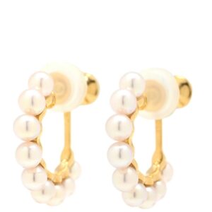 タサキ TASAKI イヤリング パール パールホワイト×イエローゴールド 750YG Au750 フープ風 小粒パール 9粒 【中古】
