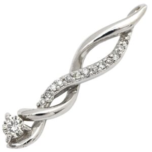 ペンダントトップ ダイヤモンド 0.16ct ホワイトゴールド ツイスト 18金 18K 750 WG ペンダントヘッド ネックレストップ チャーム 【中古】