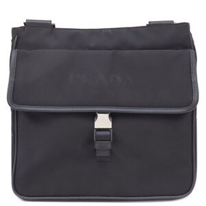プラダ PRADA ショルダーバッグ 三角ロゴ ショルダ― ナイロン レザー テスート サフィアーノ NERO シルバー金具 黒 斜め掛け VA0269 【中古】