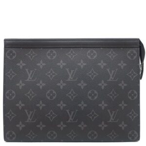 ルイヴィトン LOUIS VUITTON クラッチバッグ ポシェット ヴォワヤージュ MM レザー モノグラムエクリプスキャンバス モノグラムエクリプス シルバー金具 グレー セカンドバッグ M61692 TA4290 【中古】
