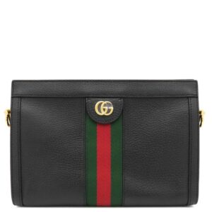 グッチ GUCCI ショルダーバッグ オフィディア ショルダー レザー ブラック ゴールド金具 黒 GGマーモント チェーンショルダー 503877 【中古】