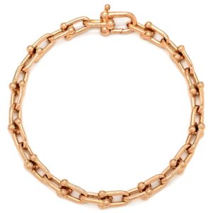 ティファニー Tiffany & Co ブレスレット ハードウェア スモール リンク ピンクゴールド エクストララージ T&Co. Au750 18K 18金 【中古】