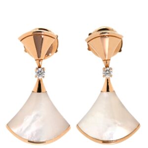 ブルガリ BVLGARI ピアス ディーヴァ ドリーム ホワイト×ピンクゴールド 白 18K 750PG 18金 1Pダイヤ 【中古】中古美品