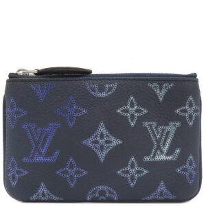 【SALE】 ルイヴィトン LOUIS VUITTON コインケース ポシェットクレ モノグラムマヒナ ネイビー シルバー金具 紺 グラデーション M81180 RFID 【中古】