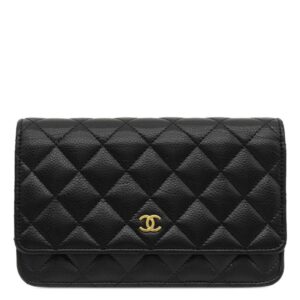 シャネル CHANEL チェーンウォレット マトラッセ チェーンウォレット キャビアスキン ブラック ゴールド金具 ランダムシリアル 【保存袋】 【中古】