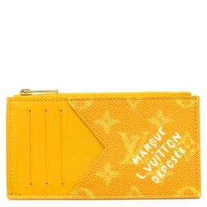 【★3％OFFクーポン】ルイヴィトン LOUIS VUITTON カードケース コインカード ホルダー レザー モノグラムヘリテージキャンバス サフランイエロー ゴールド金具 黄色 フラグメントケース M12660 RFID 【箱】 【中古】新品同様品