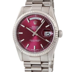 ロレックス ROLEX デイデイト 36 チェリー 118239 メーカーOH済 D番 K18WG無垢 赤 プレジデントブレス メンズ 腕時計自動巻き レッド 【中古】中古美品