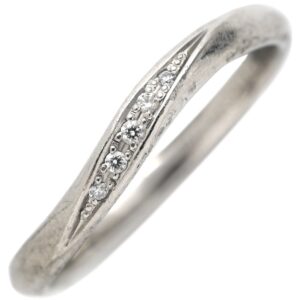 リング 指輪 ダイヤモンド 0.025ct プラチナシルバー デザインリング カーブリング 名前刻印入り プラチナ 11号 【中古】中古品