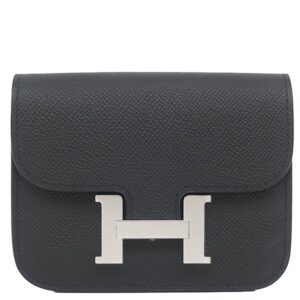 エルメス HERMES 二つ折り財布 コンスタンス スリム ウォレット ヴォーエプソン ブラック シルバー金具 黒 2025年製 K 【保存袋】 【中古】