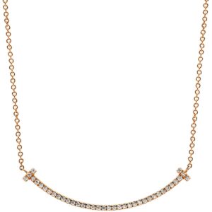 ティファニー Tiffany & Co ネックレス T スマイル ペンダント スモール ダイヤモンド ピンクゴールド T&Co. T smile K18PG Au750 18K 18金 【中古】中古美品