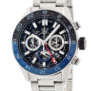 タグホイヤー TAG Heuer カレラ キャリバー ホイヤー02 クロノグラフ GMT CBG2A1Z.BA0658 デイト スケルトン メンズ 腕時計自動巻き ブラック 【中古】