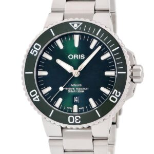 オリス ORIS アクイス デイト 01 733 7730 4157 グリーン 緑 逆回転防止ベゼル ダイバーズ メンズ 腕時計自動巻き グリーン 【中古】