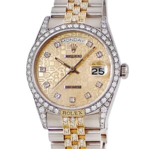 ロレックス ROLEX デイデイト 18139G OH済 K18WG×K18YG 純正ダイヤ 彫りコンピューター ヴィンテージ メンズ 腕時計自動巻き ゴールド 【中古】中古美品