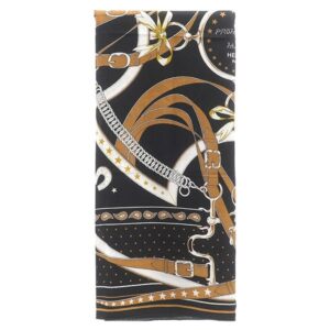 エルメス HERMES ストール カレ140 カレジェアン カシミヤ シルク ブラック×ノアゼット×ゴールド 【LA PROMENADE DU MATIN/朝の散歩】 【中古】