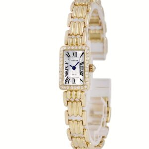 カルティエ Cartier パンテール GGC98010 K18YG無垢 純正ダイヤ シェル ローマン レディース 腕時計クオーツ シルバー 【中古】