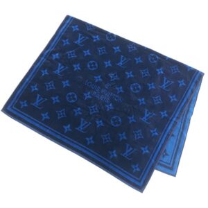 ルイヴィトン LOUIS VUITTON タオル セルヴィエット バイン コットン ネイビー×ブルー ビーチタオル バスタオル 大判 紺 青 M76214 BS0230 【箱】 【中古】