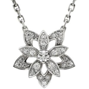 ヴァンクリーフアーペル Van Cleef & Arpels ネックレス ロータス ペンダント ダイヤ ミニ ホワイトゴールド ペンダント 750 18K WG 26石 VCARP0ZW00 【保証書】 【中古】