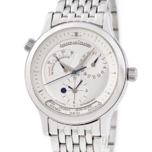 ジャガールクルト JAEGER LECOULTRE マスター ジオグラフィーク 142.880.922 142.8.92 リザーブドマルシェ GMT デイト メンズ 腕時計自動巻き シルバー 【中古】