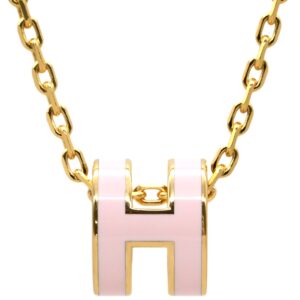 エルメス HERMES ネックレス ポップアッシュ ミニ ペンダント GP ラッカー ローズドラジェ×ゴールド Hモチーフ 新品 未使用 ピンク 【箱】 【中古】未使用保管品