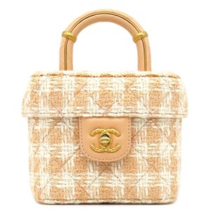 シャネル CHANEL ショルダーバッグ バニティ チェーンバッグ ファブリック レザー ピンクベージュ ゴールド金具 ココマーク ツイード ランダムシリアル 【保存袋】 【中古】中古美品