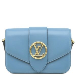 【★3%OFFクーポン】ルイヴィトン LOUIS VUITTON ショルダーバッグ LV PONT9 LVポンヌフ カーフ ブルー ゴールド金具 青 赤 バイカラー LVサークル ショルダー M55947 FN3210 【中古】中古美品
