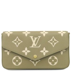 ルイヴィトン LOUIS VUITTON チェーンウォレット ポシェット フェリシー モノグラムアンプラント カーキ×クリーム ゴールド金具 チェーンショルダー M82480 RFID 【中古】