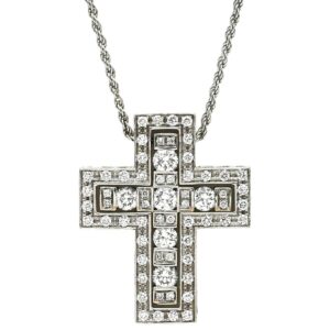 ダミアーニ DAMIANI ネックレス ベルエポック M 90周年記念 ホワイトゴールド ダイヤモンド 750 WG クロス 十字架 側面ダイヤ 20059661 【中古】