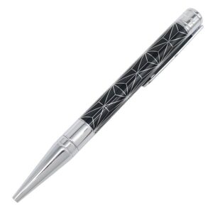 エス・テー・デュポン S.T DUPONT ボールペン D イニシャル FIRE-X 真鍮 ラッカー ブラック×シルバー ギヨシエ ギロシエ加工 黒インク 筆記確認済 275050 【ケース】 【中古】未使用保管品