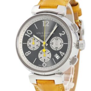 ルイヴィトン LOUIS VUITTON タンブール クロノグラフ Q1120 グレー スモールセコンド デイト メンズ 腕時計自動巻き グレー 【中古】