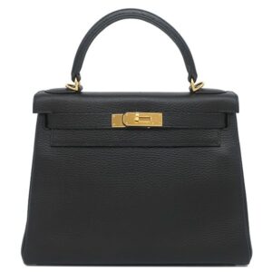 エルメス HERMES 2WAYバッグ ケリー28 内縫い アルデンヌ ブラック ゴールド金具 黒 ハンドバッグ ショルダー □D 【保存袋】 【中古】中古美品