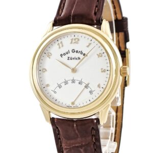 ポールゲルバー Paul Gerber レトロセコンド 152 K18YG無垢 ホワイト アラビア レトログラード メンズ 腕時計手巻き ホワイト 【中古】中古美品