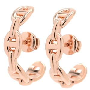 エルメス HERMES ピアス シェーヌダンクル アンシェネ フープピアス ローズゴールド ピンクゴールド 18K 750AU RG PG 【中古】新品同様品