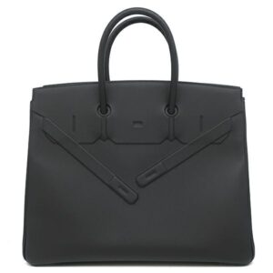 エルメス HERMES ハンドバッグ シャドーバーキン35 ヴォースイフト ブラック シルバー金具 黒 W刻印(2024年製) 【箱】 【中古】
