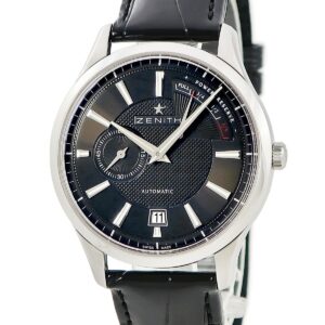 ゼニス ZENITH エリート キャプテン パワーリザーブ 03.2120.685/22.C493 OH済 ギヨシェ スモールセコンド メンズ 腕時計自動巻き ブラウン 【中古】