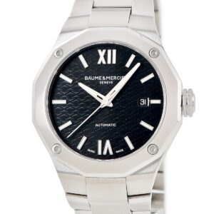 ボーム&メルシエ BAUME&MERCIER リビエラ オートマティック M0A10621 新品同様 ブラック デイト バー ローマン メンズ 腕時計自動巻き ブラック 【中古】新品同様品