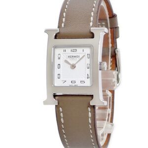 エルメス HERMES Hウォッチ PM HH1.210 ホワイト アラビア スクエア H型 ギョーシェ レディース 腕時計クオーツ ホワイト 【中古】中古美品