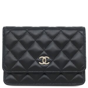 シャネル CHANEL チェーンウォレット マトラッセ ミニ チェーンウォレット ラムスキン ブラック ゴールド金具 ココマーク カメリア AP1649 31****** 【箱】 【中古】新品同様品