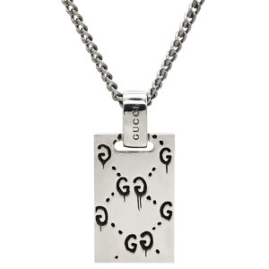 グッチ GUCCI ネックレス ゴースト シルバー925 シルバー AG925 SV925 スカル GG プレート スクエア 455315 【箱】 【中古】新品同様品