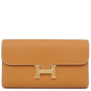 エルメス HERMES 長財布 コンスタンス ロング トゥー ゴー ヴォーエプソン トフィ ゴールド金具 茶 二つ折り財布 K刻印(2025年製) 【中古】