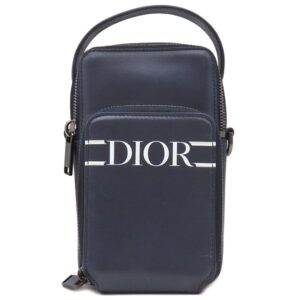クリスチャン・ディオール Christian Dior 2WAYバッグ マイクロ ポーチ キャンバス レザー ネイビー シルバー金具 紺 クロスボディ 2ESCA326VLM_36BU 【保存袋】 【中古】