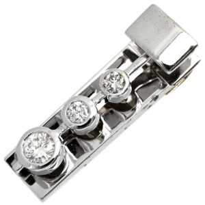 ペンダントトップ ダイヤ ホワイトゴールド 3石 3連 ドロップ 【中古】