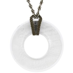 エルメス HERMES ネックレス クリスタルペンダント クリスタル クリア×ホワイト×カーキ オープンサークル 【ケース】 【中古】中古美品