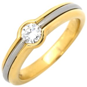 イヴ・サンローラン Yves Saint Laurent リング 指輪 コンビカラー ダイヤモンド イエローゴールド×ホワイトゴールド Au750 18K 1粒 ソリティア ヴィンテージ 12.5号 【中古】中古品