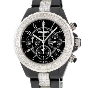 シャネル CHANEL J12 クロノグラフ H0940 ブラック セラミック ダイヤ デイト スモールセコンド メンズ 腕時計自動巻き ブラック 【中古】中古美品