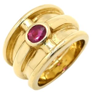 リング 指輪 ルビー デザインリング レッド×イエローゴールド 赤 Au750 18K 18金 【中古】中古品