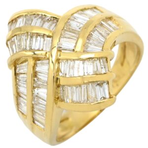 リング 指輪 テーパードバゲット ダイヤモンドリング イエローゴールド K18 Au750 YG 1.55ct バゲットカット 11.5号 【中古】