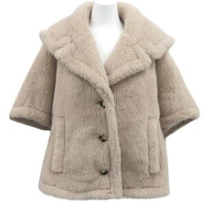 マックスマーラ Max Mara コート テディベア ケープ アルパカ ウール シルク ベージュ SM アウター ポンチョ 【中古】